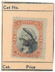 OLD 2 CENT US HINGED INTERNAL REVENUE STAMP used  