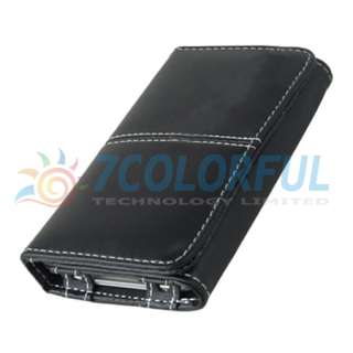 Black Leather Case Cover Wallet Bumper For iPhone 4G 4  