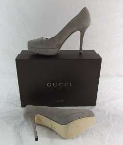 Gucci Womens Grey Suede Betty Platform Pumps Shoes Size 7.5 Retail $ 