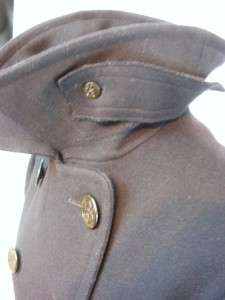   US Navy Wool Coat Chin Strap 10 Button Naval Clothing Factory Military