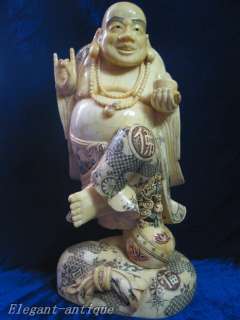 19.2weatlh Buddha hold Yuanbao OX bone statue W982  
