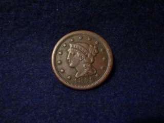 EARLYU.S. Minted Large cents 1851 Braided hair Bold details Lo open 