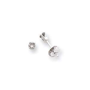  14k White Gold 3.2mm Round Stud Earring Mountings: Jewelry