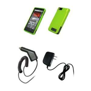 Motorola Droid X MB810   Premium Neon Green Rubberized Snap On Cover 