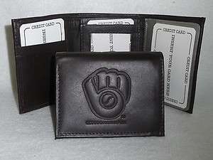 MILWAUKEE BREWERS Leather TriFold Wallet NEW dark z  