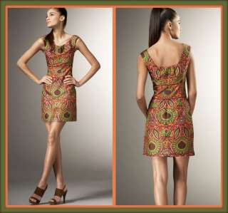 Milly Garden Batik Print Silk Dupioni Dress Size 8 M UK 10 12 NWT $325 
