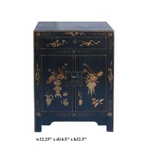  Chinese Dark Brown Golden Scenery Side Table Ass943