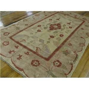    60 x 92 Tan Hand Knotted Wool Ziegler Rug: Furniture & Decor