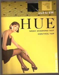   Mesh Diamond Dot HUE Control Top Pantyhose Style 11781 Size 2  