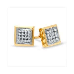 Diamond Milgrain Square Earrings in 10K Gold 1/10 CT. T.W. LADIES 