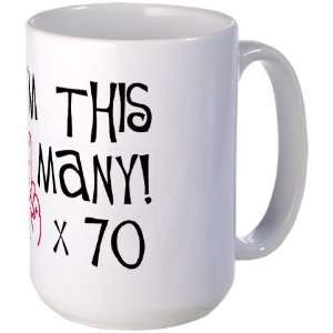  70th birthday middle finger salute Humor Large Mug by 