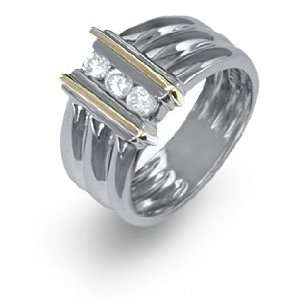  Ladies Two Tone Gold Diamond Ring Jewelry
