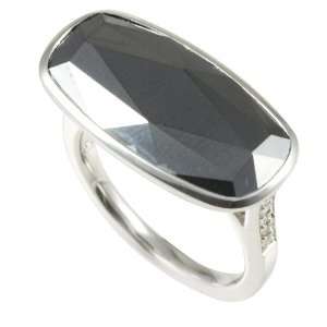  Merii Sterling Silver Hematite & White CZ Ring Jewelry