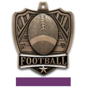 Hasty Awards 2.5 Shield Custom Football Medals BRONZE MEDAL/PURPLE 