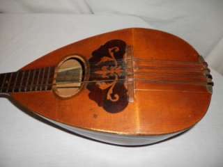 Antique Vintage Bow Back Mandolin Guitar Mother Of Pearl Inlay  
