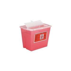  Sharps Waste Receptacle, Square, Plastic, 2gal, Red 