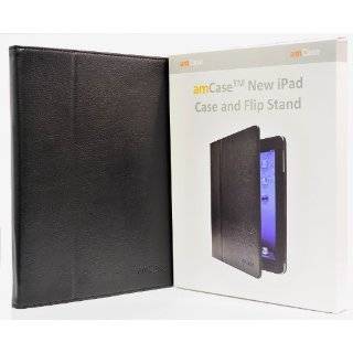 AM amCase Leather Case Cover and Flip Stand (Black) for Apple iPad 2 