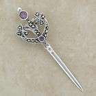 Stunning Irish Celtic Amethyst Sword Brooch   .925 Sterling Silver