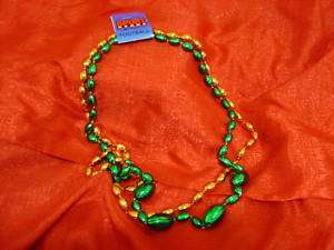 10 Green Bay Packers Green Gold Football Beads Necklace  