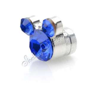 2x Blue CZ Mickey Mouse Magnetic Earring STUD Ear Plug  