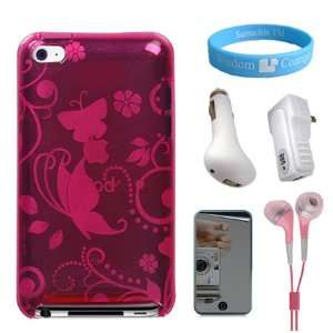 Durable Scratch Proof Silicone Pink Butterfly Case for iPod Touch 4G 