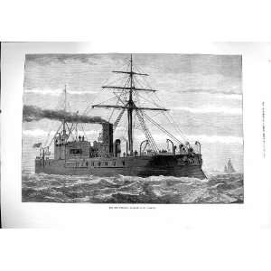  1877 New Turkish Ironclad Payk I Shereef Ship Fine Art 