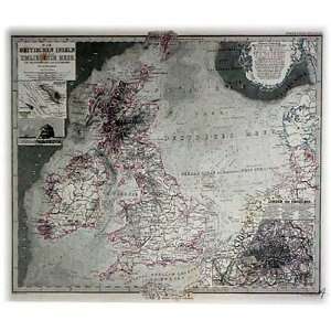   Map of The British Isles 20 x 22 matted   Authentic Old Map Kitchen