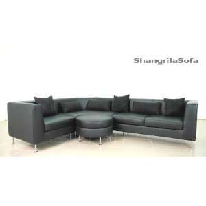    Italian Style Four Piece Sectional Grey Leather