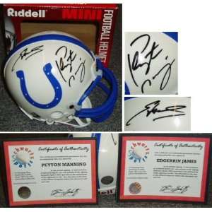  Peyton Manning & Edgerrin James Dual Signed Colts Riddell 