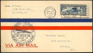 C10, LINDBERGH STAMP FIRST DAY COVER   JUNE 18 1927 XF  