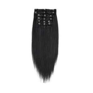  #1 Jet Black 7 Pc Clip in Hair Extensions 19 20 Long 