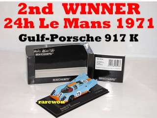 GULF Porsche 917K 2nd WINNER LeMans 71 Minichamps 1/43  