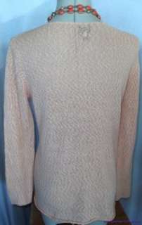 Eileen Fisher Sweater Top L Peach Long Slv Cotton/Nylon  