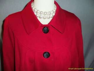 Style Co Coat Jacket 24X Red Cropped Blk Bttns NWT $109  