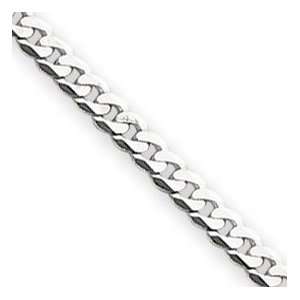 14k White Gold 3.9mm Flat Curb Chain Bracelet   8 Inch   Lobster Claw 