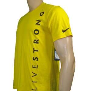  Livestrong Nike Mens Vertical Logo Shirt Yellow Sports 