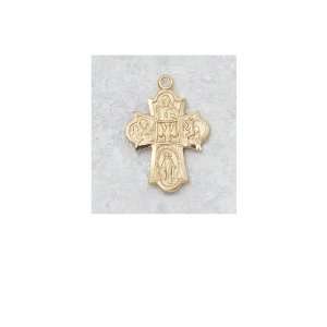   Plated 4 Way Medal Jesus, Miraculous, St. Christopher & St. Joseph