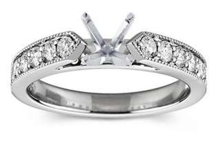 Solid 18K White gold 0.24CT Diamonds Engagement Ring Setting  