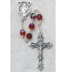 July Birthstone 6mm Ab Ruby, Red Rosary