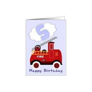  Happy 5th Birthday Fire Engine Card: Toys & Games