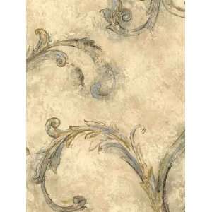  Black Gray and Gold Acanthus Leaf Scroll Wallpaper 