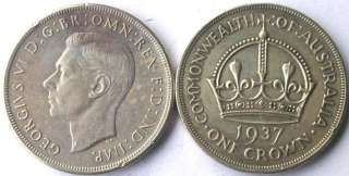 Australia 1937 King George VI Crown Silver Coin  