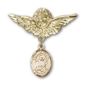   with St. Camillus of Lellis Charm and Angel w/Wings Badge Pin Jewelry
