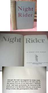NIGHT RIDER,1939,Robert Penn Warren,1stEd.,KKK  