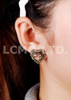   Womens Lovely Leopard Heart Stud Earrings Cute Best Gift #089  