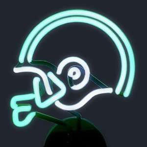  Green And White Football Helmet Sculpture Neon Sign