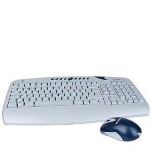   Cordless Desktop Spanish Keyboard & Mouse (Gray/Blue) Electronics