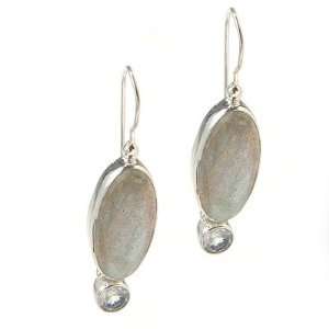  Sterling Silver Labradorite & Moonstone Earrings: Jewelry