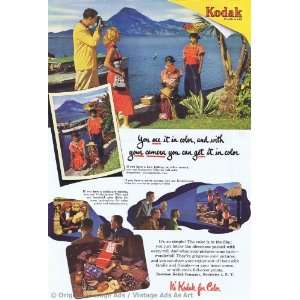  1951 Kodak Kodachrome Color Movies Lake Vintage Ad 