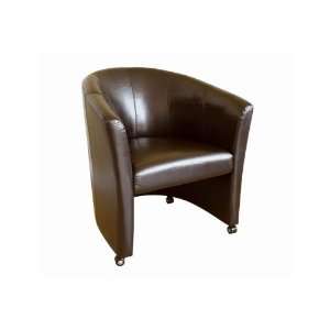  Full Leather Club Chair with Wheels